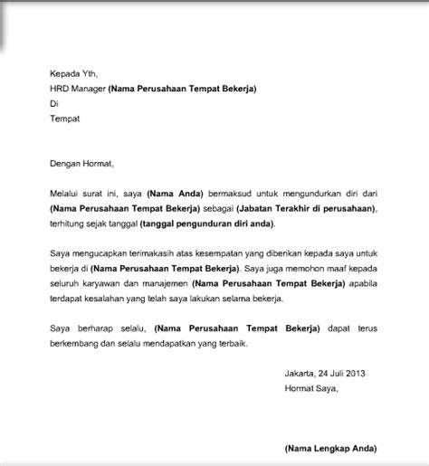 Contoh Surat Pengunduran Diri Yang Baik Dan Benar Beserta Alasannya Images