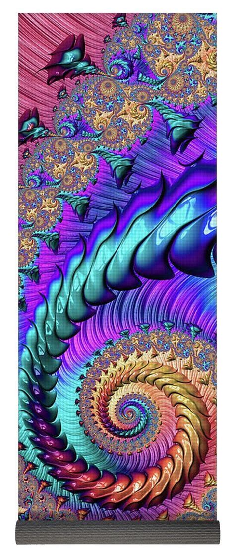 Fractal Spiral Purple Turquoise Red Yoga Mat By Matthias Hauser