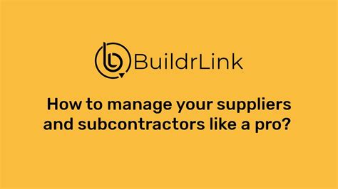 How To Manage Your Suppliers And Subcontractors Like A Pro Youtube