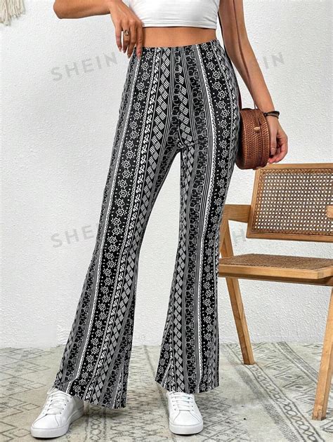 Shein Vcay Pantalones Hippies De Mujer Estampados En Ajuste Delgado