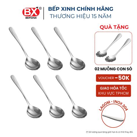 6 cái - Muỗng Ăn Lớn Inox 304 cán trơn cao cấp, set 6 cái, LAGOM, Bếp ...