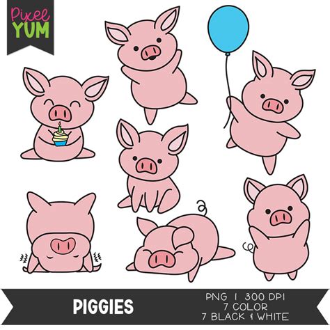 Piggy Clipart - Cute Pig Clip Art - Commercial Use OK | Made By Teachers