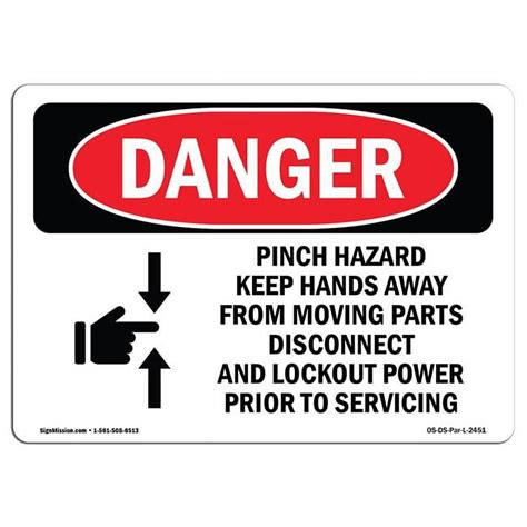 12 X 18 In OSHA Danger Sign Pinch Hazard Keep Hands Away Walmart