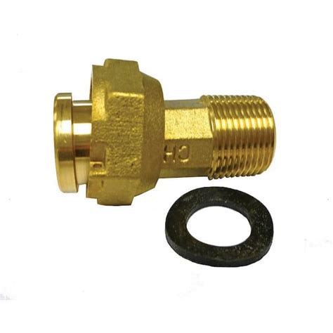 Jones Stephens 1 2 In Npt Brass Water Meter Coupling Complete With Gasket 2 3 8 In Length