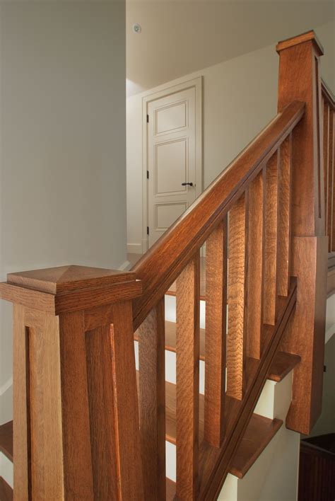 Custom Craftsman Quartersawn White Oak Handrail Square Balusters And