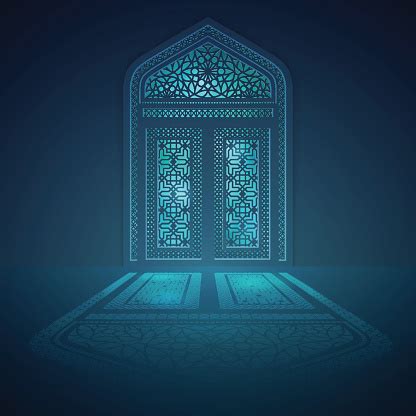 Islamic Background Design Mosque Window With Light Shadow Stock Vector