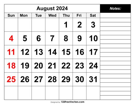 Free Downloadable August 2024 Calendar Rana Ursula