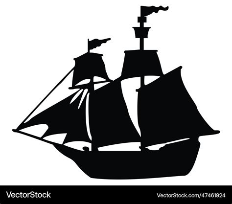 Pirate ship silhouette Royalty Free Vector Image