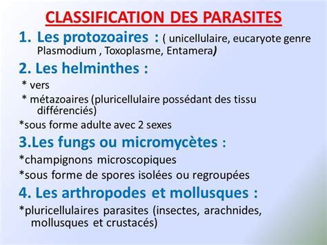 Classification Des Parasites Pdf