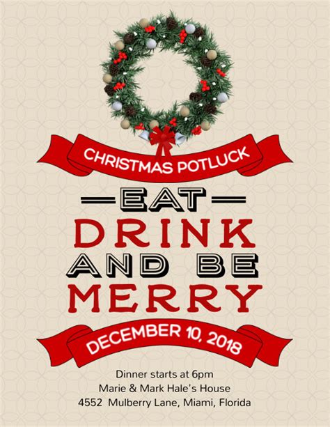 Christmas Potluck Invitation Template Free Printable - Printable Templates