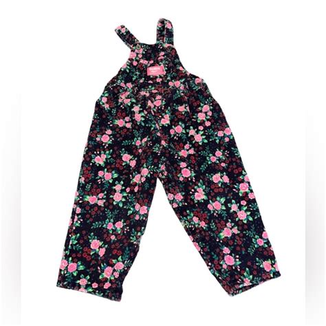 OshKosh B Gosh Bottoms Vintage Oshkosh Black Pink Floral Corduroy