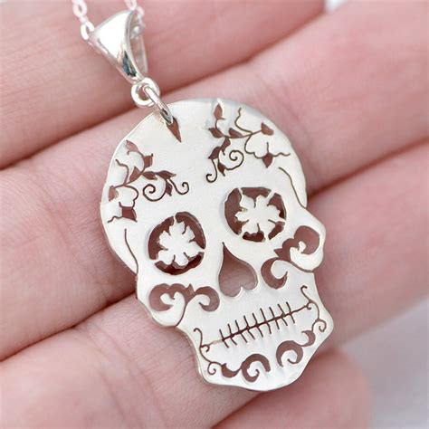 Sterling Silver Sugar Skull Pendant Sugar Skull Jewelry