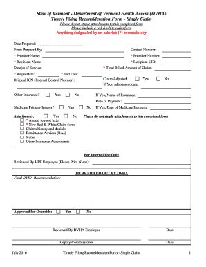 Fillable Online Timely Filing Reconsideration Form Single Claim