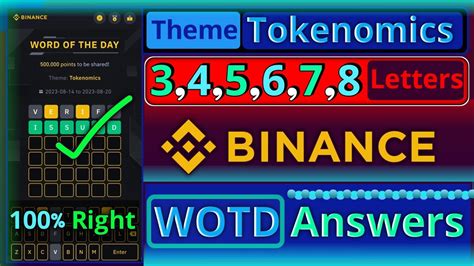 Binance Crypto WODL Tokenomics Theme WOTD Answers Today All