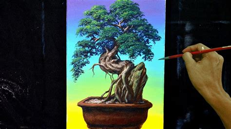 How To Paint Bonsai Tree In Acrylics Step By Step Painting Tutorial