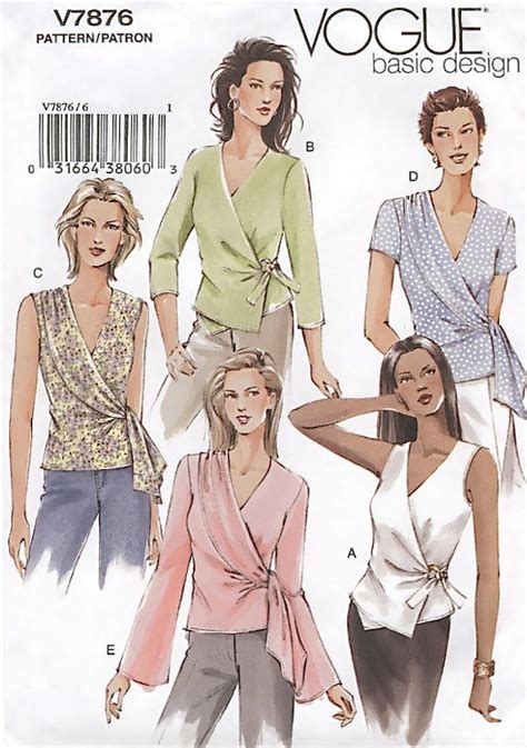 Easy Basic Misses Top Sewing Pattern Wrap Tops Sizes 12 16 Vogue Vogue Sewing Patterns