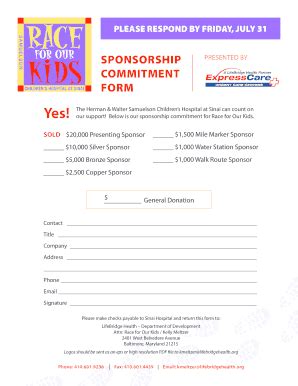 Fillable Online Sponsorship Commitment Form Lifebridgehealth Org Fax