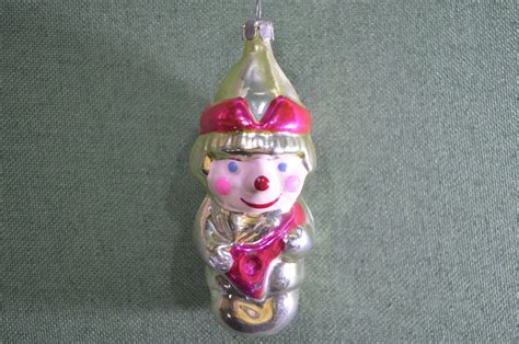 Купить Игрушка елочная стеклянная "Клоун скоморох с балалайкой". Стекло ...