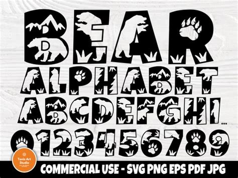 Bear Font Svg Alphabet Clipart Monogram Letters Etsy Uk