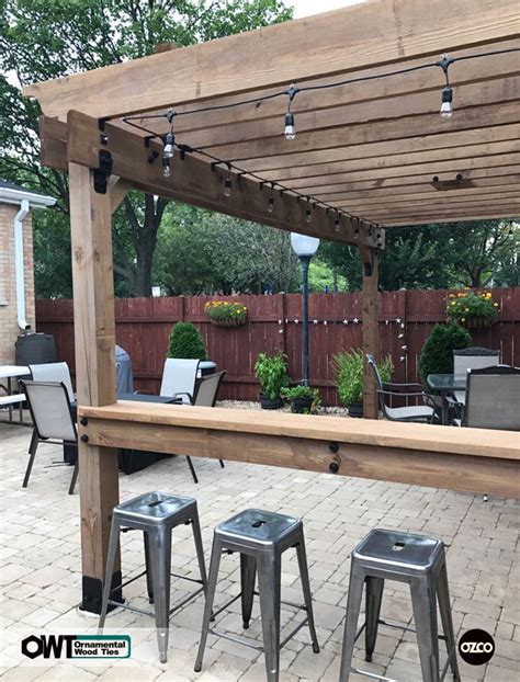 Ozco Building Products Ornamental Wood Ties Owt Pergola With Bar