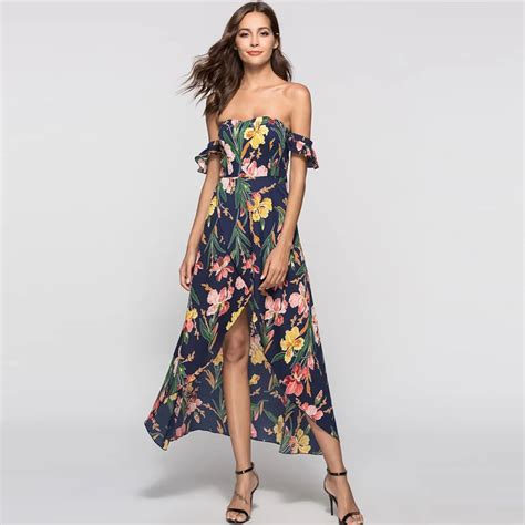 New Summer 2018 Fashion Womens Print Dress Sexy Tube Top Strapless