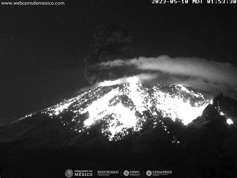 Reporte del monitoreo de CENAPRED al volcán Popocatépetl hoy 10 de mayo