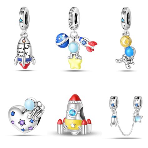 100 925 Ayar G M Moda Uzay Seyahat Koleksiyonu Roket Astronot Charms