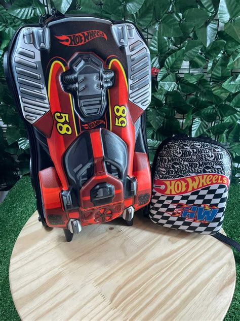 Mochila Escolar Rodinhas 3D Hot Wheels Dune A Soar Vermelha Lancheira Infantil Lojinha Da