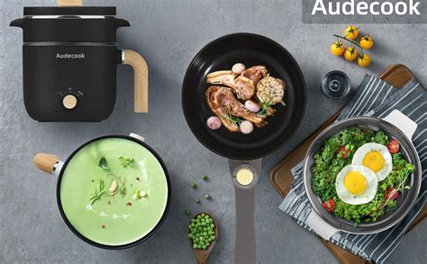 Amazon Audecook Electric Hot Pot With Steamer L Portable Non Stick Mini Rapid Ramen