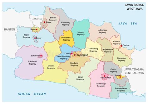 Jawa Tengah Central Java Administrative And Political Vector Map