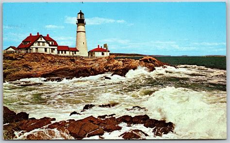 Vtg Cape Elizabeth Maine Me Portland Head Light Lighthouse S View