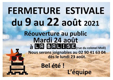 Fermeture Estivale Centre Socioculturel LA BALISE De Concarneau