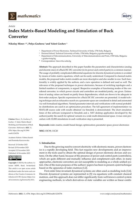 Pdf Index Matrix Based Modeling And Simulation Of Buck Converter