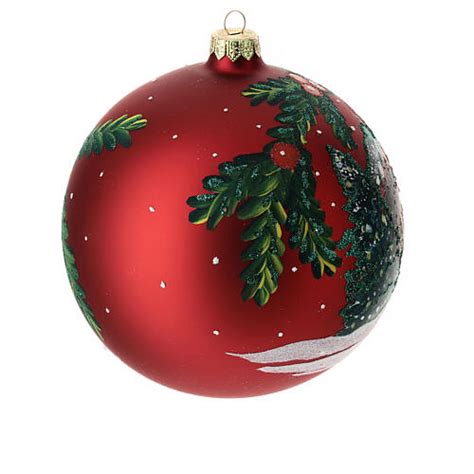 Boule de Noël verre soufflé rouge Père Noël et sapin 150 mm vente en