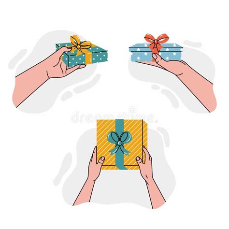 Hand Giving A Gift Box Isolated On White Background Stock Vector