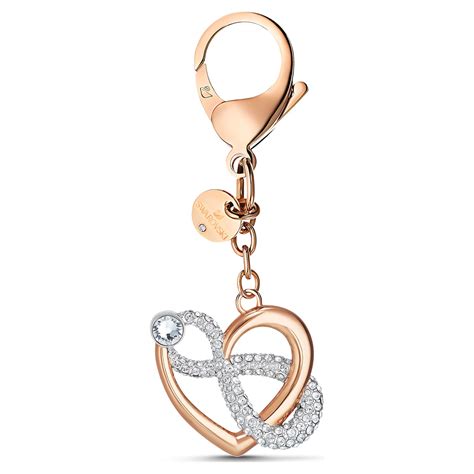 Infinite Bag Charm Infinity And Heart White Mixed Metal Finish