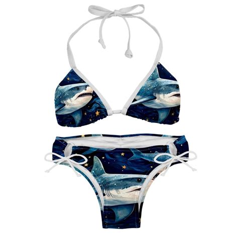 Starry Shark Bikini Set Swim Suit Detachable Sponge Adjustable Strap