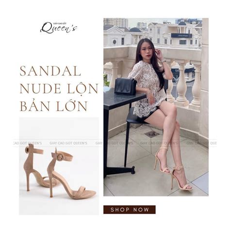 Giày Cao Gót Nữ Cao Cấp Sandal Nude Bản Lớn QUEENS STORE sang chắc chân cao CM Shopee