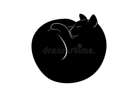 Cute Happy Cat Curled Up Vector Illustration Stock Vector