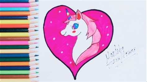 How To Draw Cute Unicorn 🦄 Heartshape Frame Step By Step Drawing