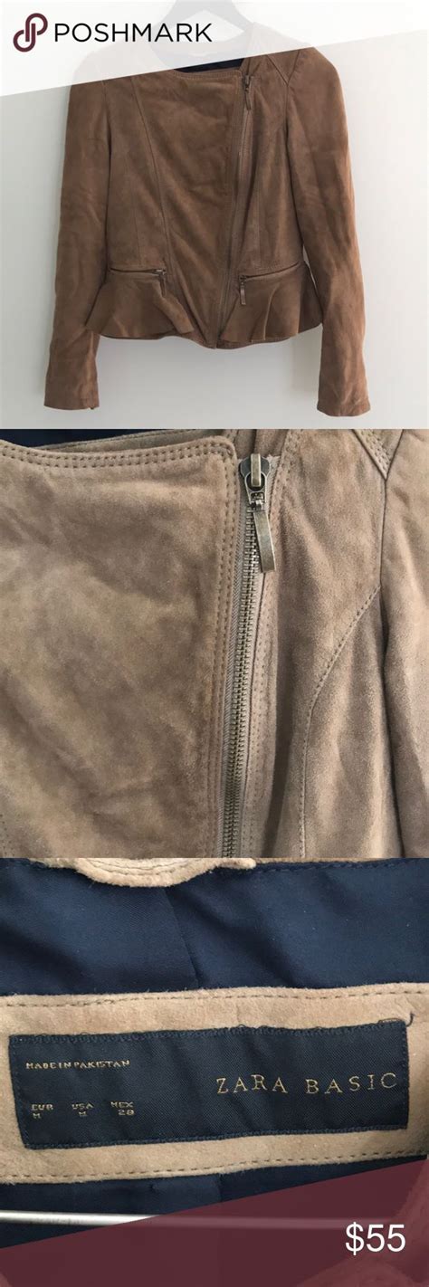 Womens Zara Suede Leather Jacket Med Zara Jackets Suede Leather Women