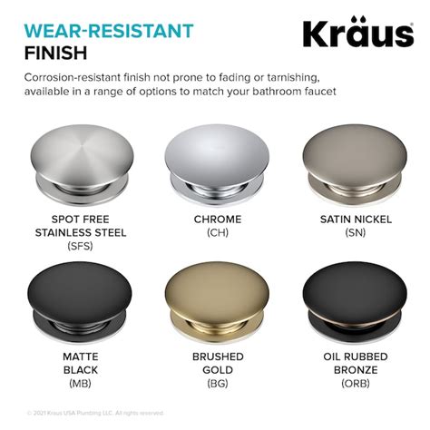 Kraus Brushed Nickel Bathroom Decorative Sink Drain Pu 10sfs At