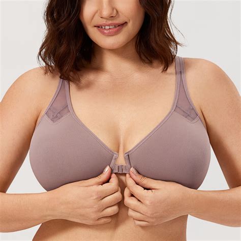 Delimira Womens Front Closure Bra Non Padded Seamless Underwire