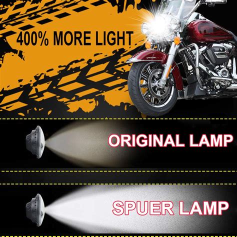 Akmties Red Sportster Led Headlight 5 75 Inch Round LED Projection