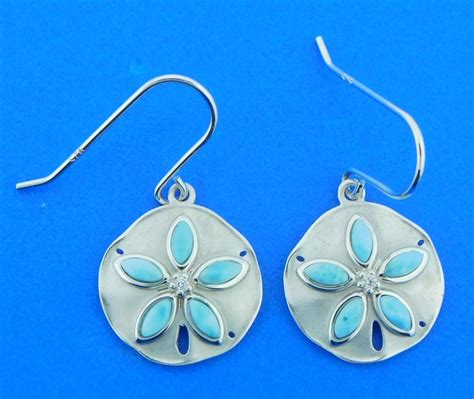 Alamea Sand Dollar Dangle Earrings Sterling Silver Larimar Island