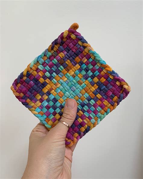 Teal Burst Handmade Loomed Potholder Pot Holder Trivet Coaster Hot Pad Oven Mitt House