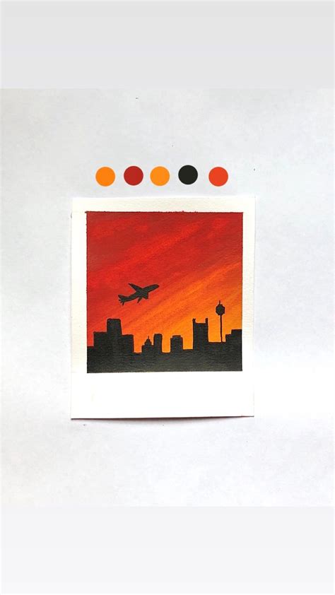 Polaroid Painting City Sky Small Canvas Art Diy Canvas Art Painting