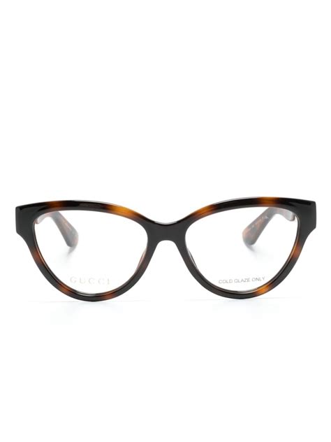 Gucci Eyewear Cat Eye Frame Glasses Brown Farfetch