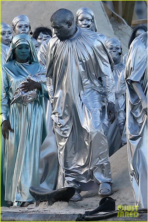 Kanye West Gets Covered In Silver Paint For Mary Opera Performance In