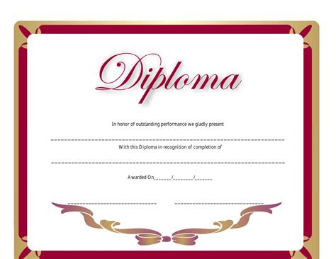 Diploma Certificate Template - Red Download Printable PDF | Templateroller